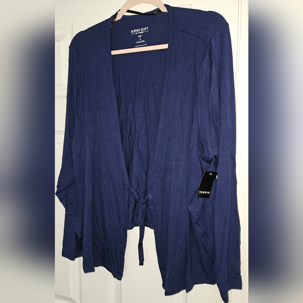 TORRID Super Soft Tie Front Cardigan Medieval Blue 3XL